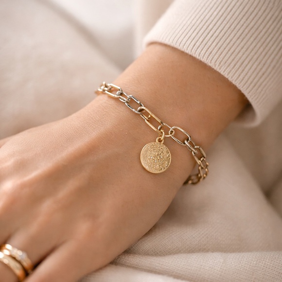 Frieda Rothman Jewelry - Freida Rothman Two Tone Paperclip Chain Charm Bracelet Gold Silver NIB